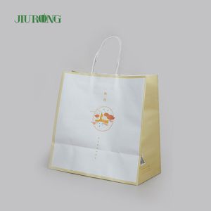 China Eco Friendly Gift Biodegradable Paper Bag 350mm With Handle Bread on sale