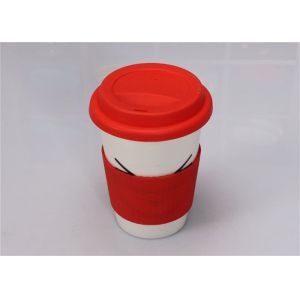 Quality Logo Customized Silicone Drinking Cups / Ceramic Travel Mug With Silicone Sleeve for sale