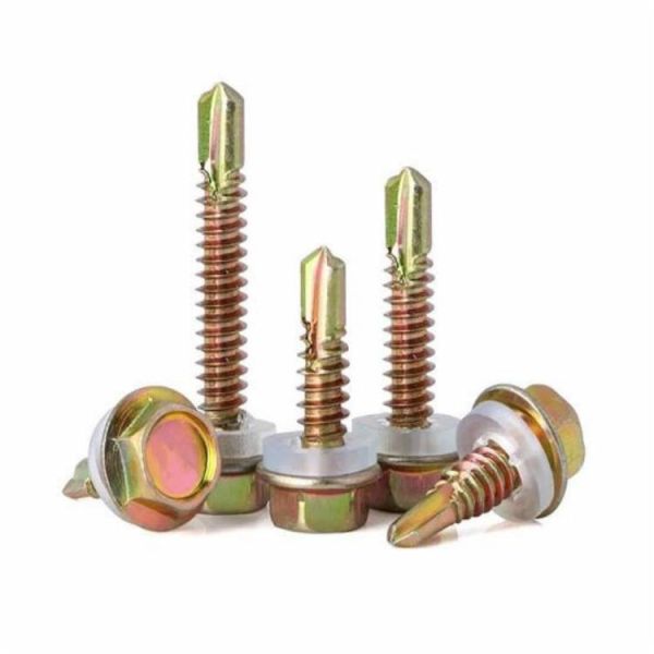 Buy Yellow Hex Zinc Plated Self Drilling Screws With Round Sealing at wholesale prices