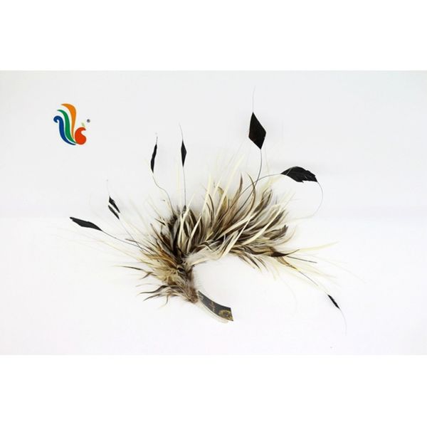 15*30 cm Goose Feather Millinery Supplies with Stripped Coque and Hackle Flower Mount