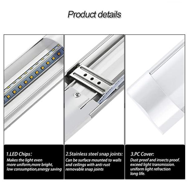 2ft 60cm 18W Integrated Linear Tube Ceiling Wall Mount for Home Kitchen Warehouse