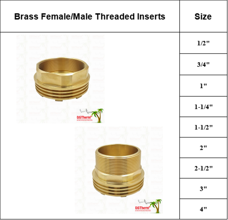 Brass Female & Male Threaded Inserts CW617N for Valves Higher Thermal Conductivity Corrosion Resistance