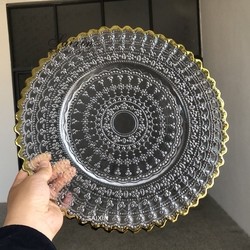 Disposable Glass Clear Charger Plates With Gold Rim Bulk Wedding