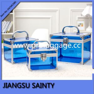 Quality Blue full set transparent acrylic box makeup for sale