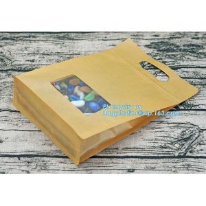 packaging bag stand up flat bottom pouch with slider zip, metal slider pe