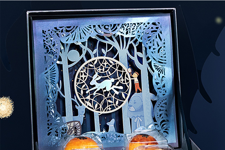 Custom Logo Ivory Paper Sweet Box Luxury Style Moon Cake For Gift