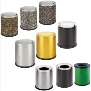 Hotel Metal Double Layer Recycling Trash Garbage Can Stainless Steel Waste Bin