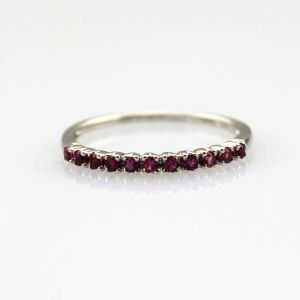 Women Jewelry Sterling Silver Pave Created Emerald Band Ring (FR0164)