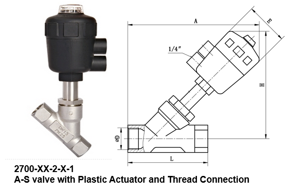 Plastic Actuator Pneumatic Angle Seat Valve