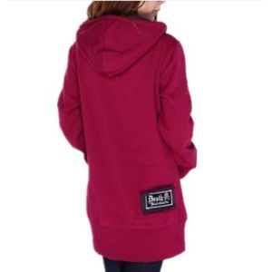 Long Ladies / Women Hooded Sweatshirts , Two Pockets Cotton
