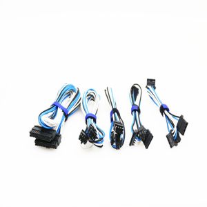 Quality Modular Cable for Power Supply with Extra-Sleeved 24 Pin 8Pin 6Pin Length 620mm Blue/White for sale