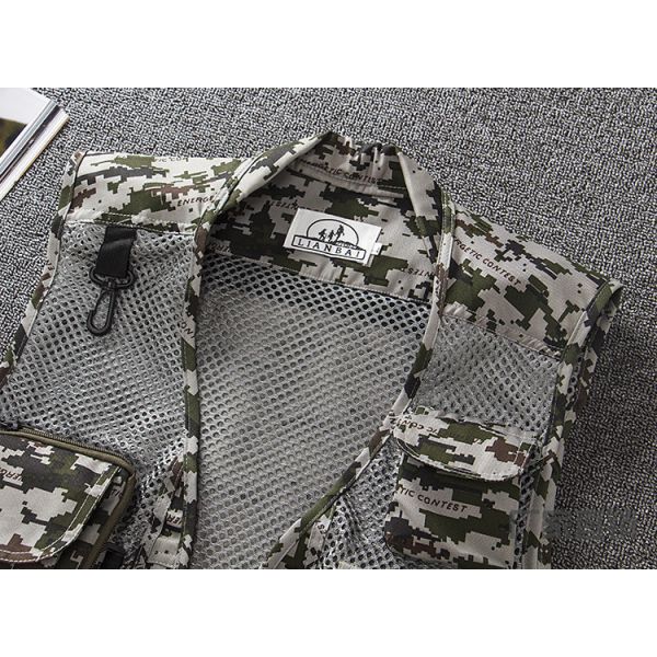 Casual Cardigan Waistcoats Travel Camouflage Mesh Utility Photography Tactics Men Vest Mesh with Multiple Pockets