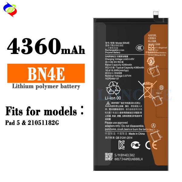 Compatible Rechargeable Battery for Xiaomi Pad 5 BN4E 3.87V 4360mAh Lithium-ion Battery