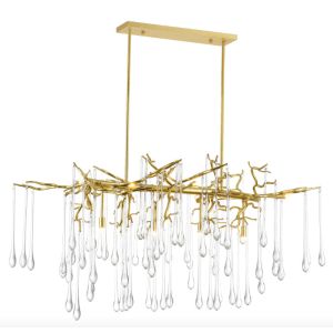 80 CRI Modern Crystal Chandelier Square Clear Glass Drop Chandelier