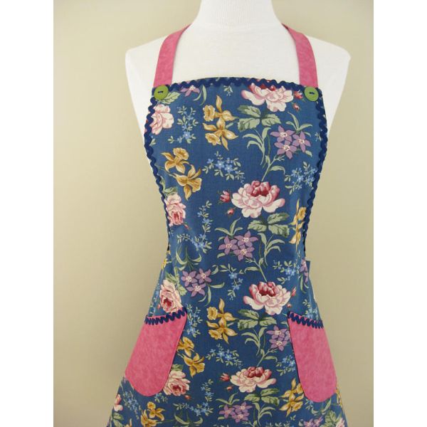 Ladies Apron, Floral Apron, Kitchen Apron, Full Cooking Apron, Gift For Women, Yellow Apron, cooking Apron, Adult Aprons