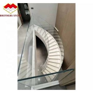 China Indoor Natural Marble Spiral Stairs with Polished Cut-to-Size Treads and Modern Style on sale