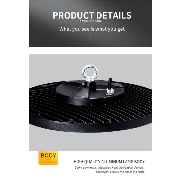 KCD Highbay Light Industrial Black 100w 150w 200w UFO LED Linear Industrial Led Round High Bay Light