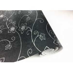 Vinyl PVC Floral Peel And Stick Wallpaper Adhesive Black Floral Wallpaper