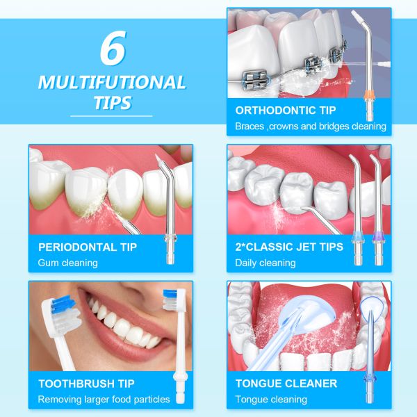 Oral Hygiene Cordless Dental Care New Teeth Water Jet Flossing Risuntech F5020E 300ml Portable Water Flosser