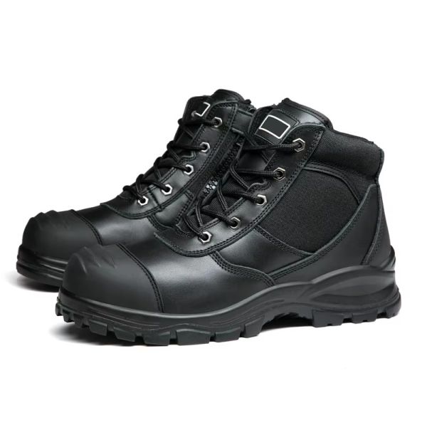 Black Corrected Top Layer Corrected Leather SBP Standard Steel Toe Safety Boots