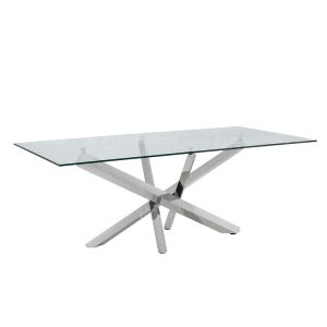 Simple Design SS Steel Furniture Glass Top Civil Table