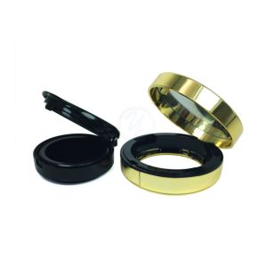 Black Round Empty Cosmetic Compact Containers Powder Case Packaging