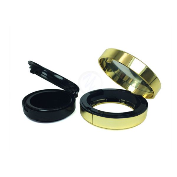 Buy Black Round Empty Cosmetic Compact Containers Powder Case Packaging  at wholesale prices