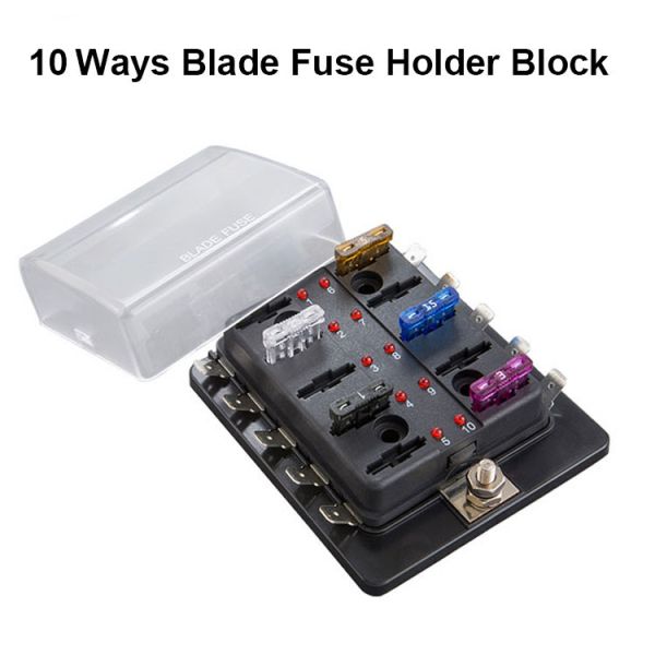 Automotive 10 Circuit Way ATO ATC Style Blade Fuse Block For Car Boat RV