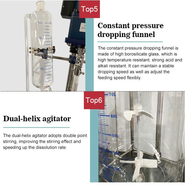 Lab Glass Reactor Solvothermal Kettle Chemical Reaction double layer