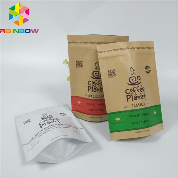 Buy Custom Printed Packaging Brown Kraft Paper Bags With Zipper Food Storage Paper Pouch Bag at wholesale prices