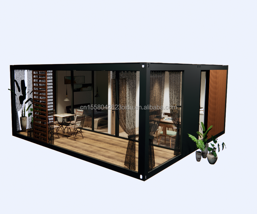 20 Foot Deluxe 2-Bedroom Prefabricated Wooden House Modern Design Foldable Kitchen Bathroom and Outdoor Terrace for Living