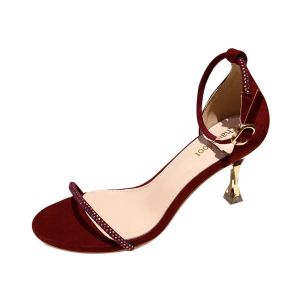 China YTH006 Sandals Female New Summer Net Red All-Match Stiletto Buckle Sexy Mid-Heel Rhinestone 6cm High Heels on sale