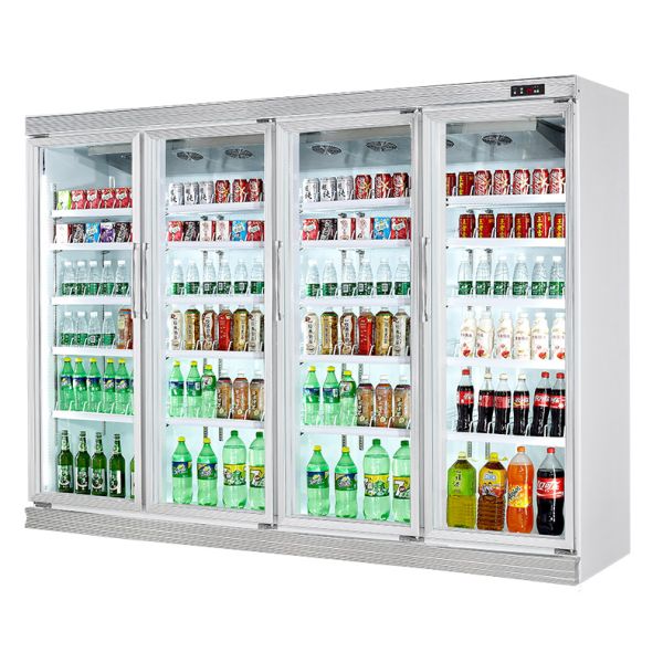 2250L Remote Glass Door Beverage Refrigerator Showcase Champagne White