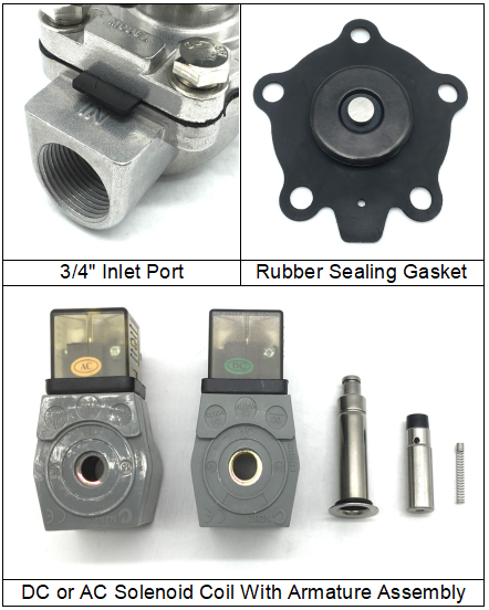 CA20T 3/4 Inch Dust Collector Solenoid Valve AC220V DC24V CA20T 3/4'' Dust Collector Diaphragm Valve