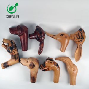 Carving Cat Wooden Umbrella Handle No Burrs SGS Certificated