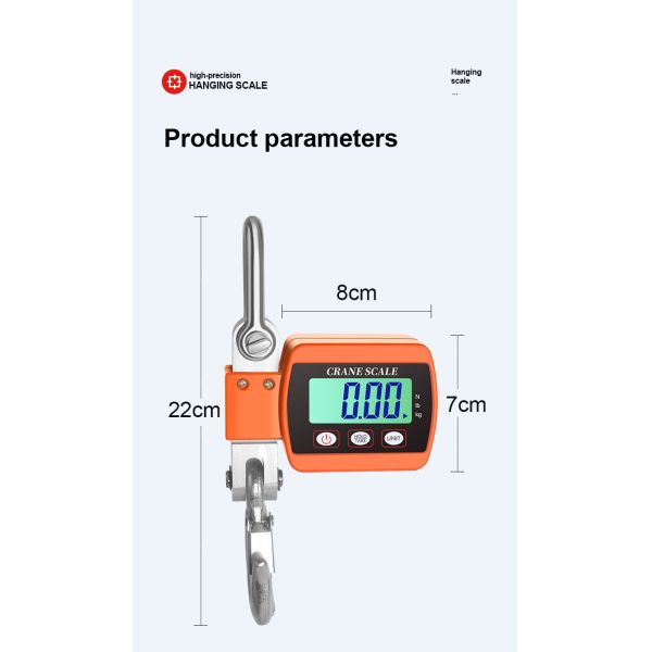 Customizable Portable Crane Scale 500kg Hanging Weighing Scale in Blue Orange Alloy Steel OEM Product
