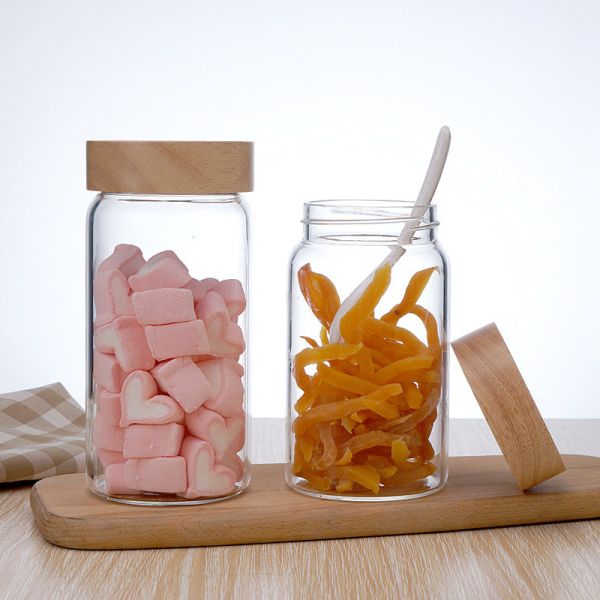 Food Grade Pyrex Glass Jars Food Container Clear Color With Bamboo Lid