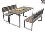 Plastic Wood Outdoor Restaurant Tables Commercial KD Patio Dining Sets With