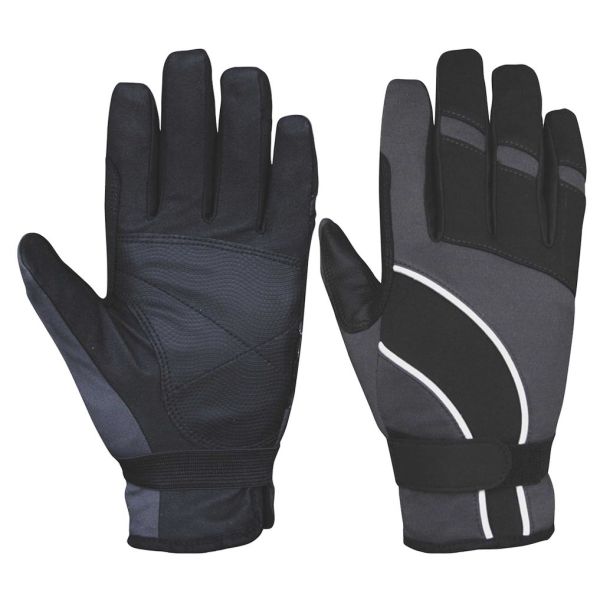 Buy Ladies PU Palm Velcro Cuff Equestrian Gloves Breathable Spandex Fabric at wholesale prices