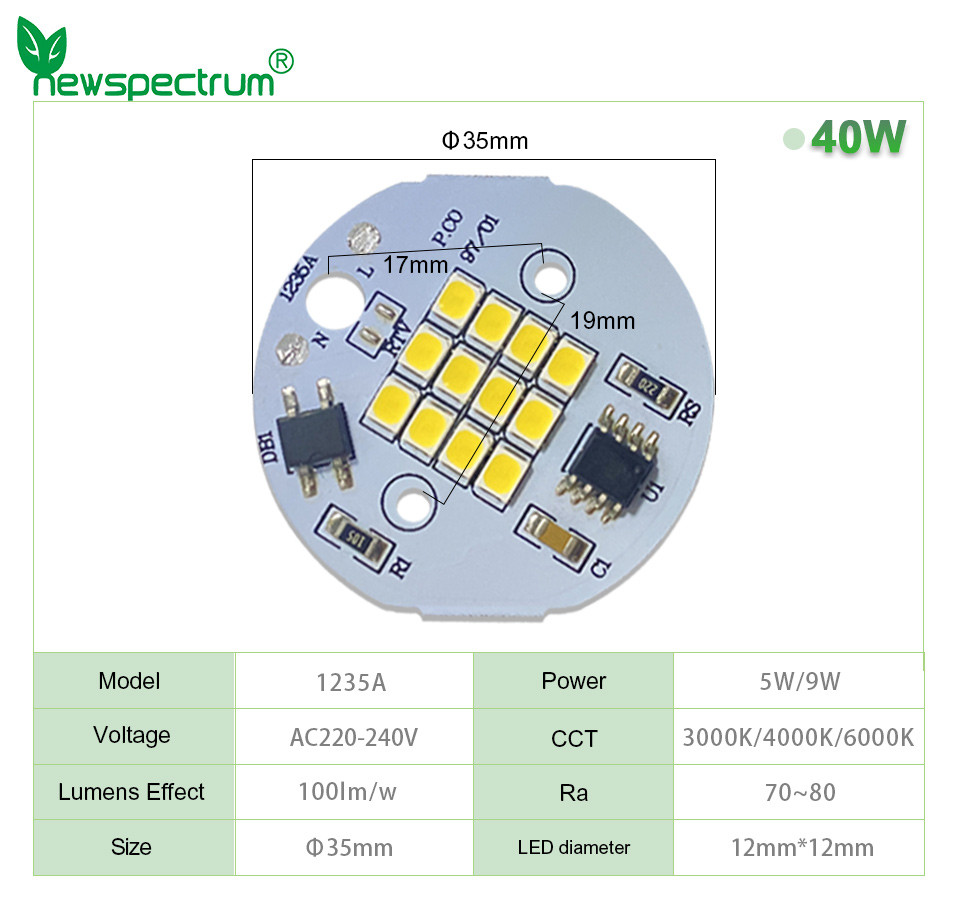 35mm Round 50w SMD LED Chip 3000K For GU10 Downlight Spotlight