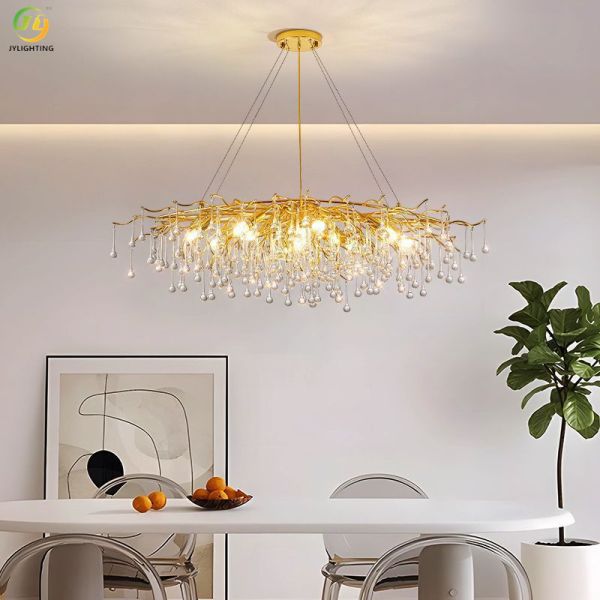JYLIGHTING European Light Luxury Crystal Postmodern Simple Atmosphere Nordic Creative Living Room Restaurant Crystal Pendant Light