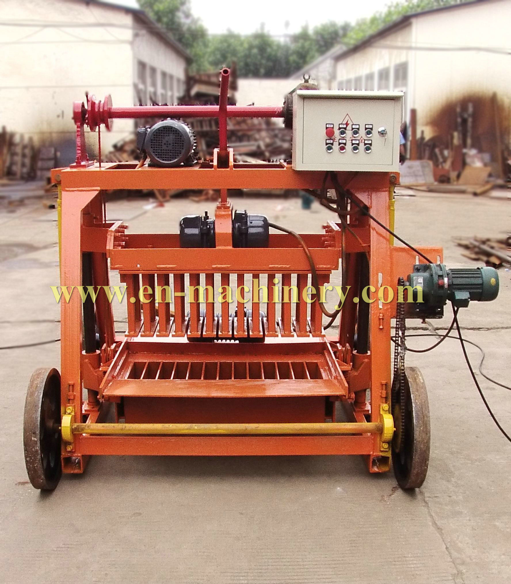 Mobile Diesel Concrete Block Making Machine 4-45 no Electric Concrete Brick