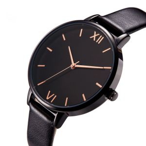 3ATM Waterproof Alloy Quartz Watch Small Size Genuine Leather Strap Watch