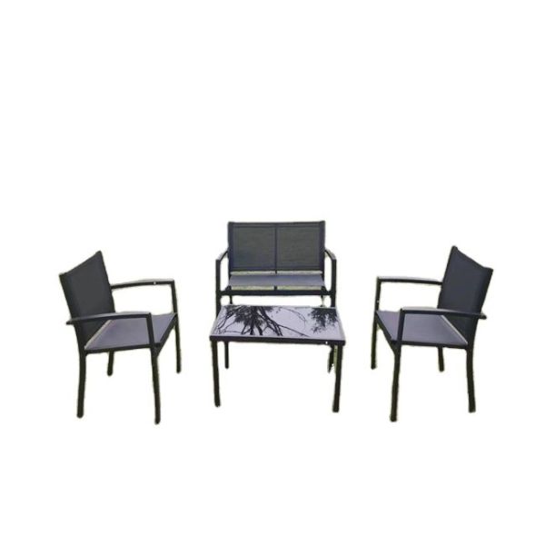 4 PCS Bistro Table And Chairs Rattan Outdoor Casual Chairs Side Table Balcony