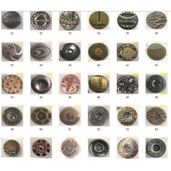 wholesale Custom Logo 17MM 20MM Iron Stainless steel Brass Jeans Button Bottons