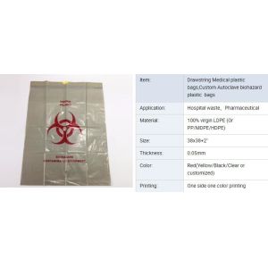 Hdpe/ldpe Drawstring Type Biohazard Waste Garbage Bag, drawstring biohazard
