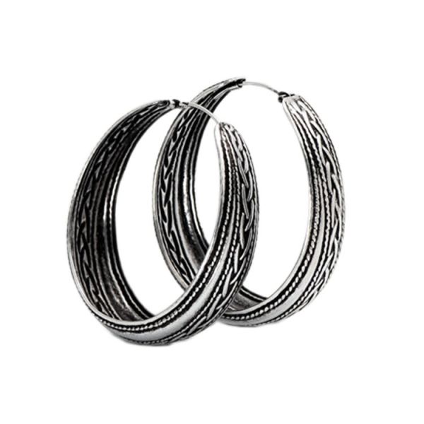 Sterling Silver Hoop Earrings Vintage Style Jewelry (XH041024)