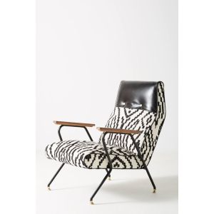 Maura Printed Quentin Fiberglass Lounge Chair With Leather Headrest