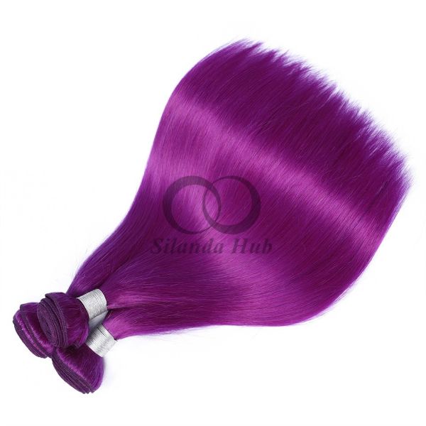 Purple Straight Remy Human Hair Bundles Sew In Weave Bundles Brazilian Bundle Deals