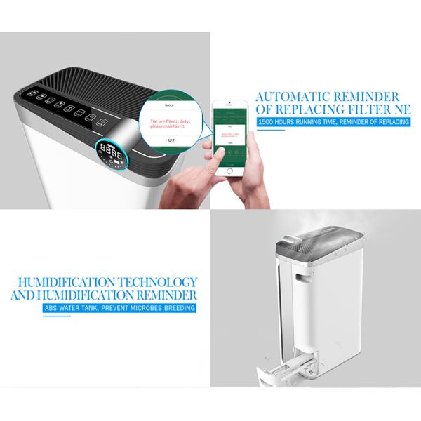 HOMEFISH HEPA UV Air Purifier With Odor Sensor 488m3/H